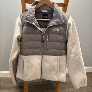 The North Face Gray and White Denali Jacket